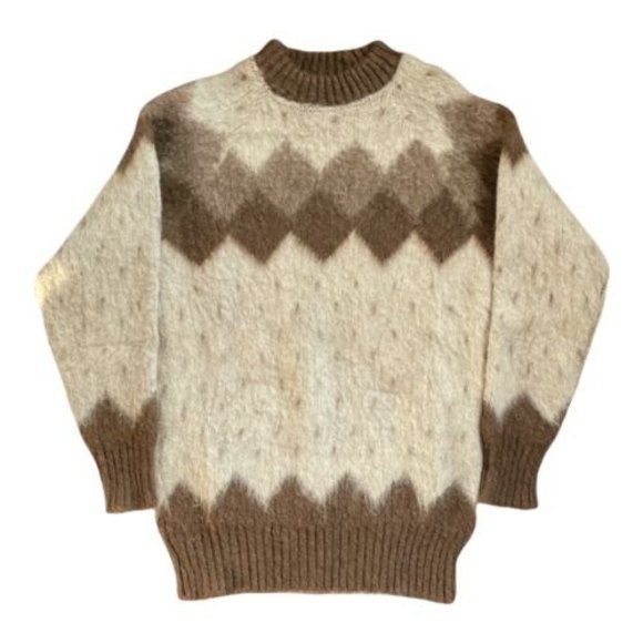 VTG EIDER KNIT Thick 100% Wool Sweater - Diamond - Made in Iceland - Size M - Picture 1 of 5
